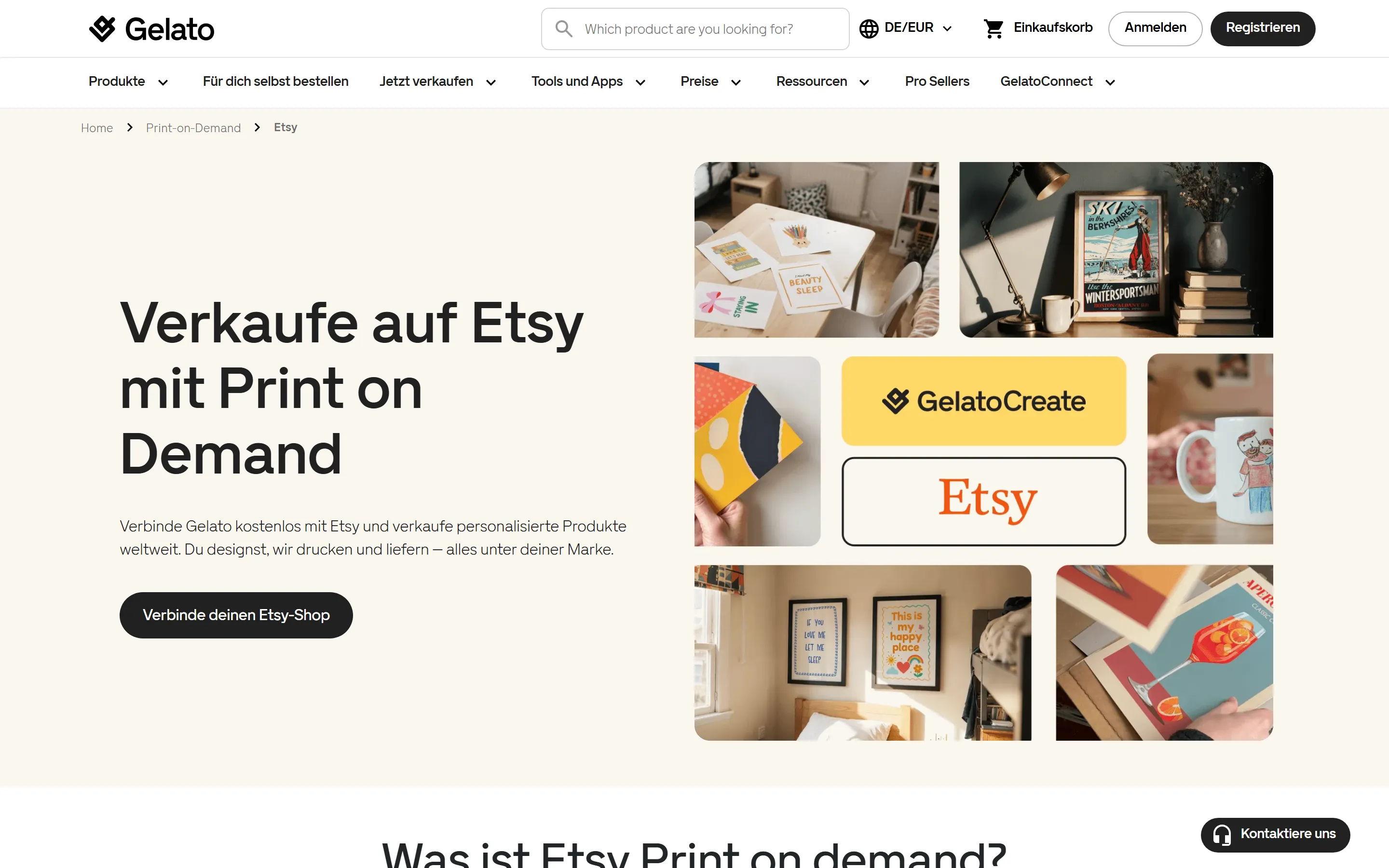 Gelato Etsy-Integrationsseite