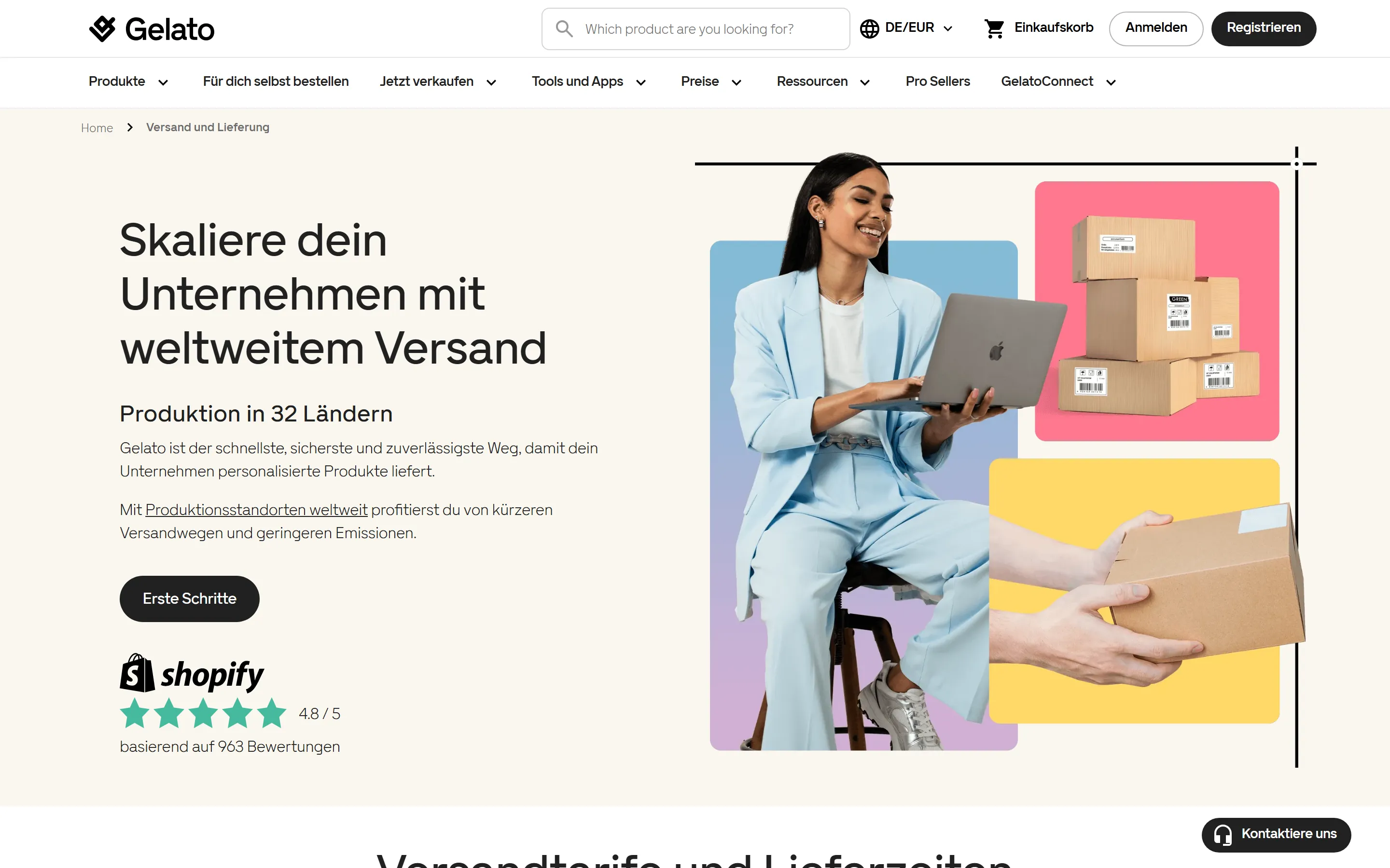 Gelato Versand und Lieferung mit Produktion in 32 Ländern