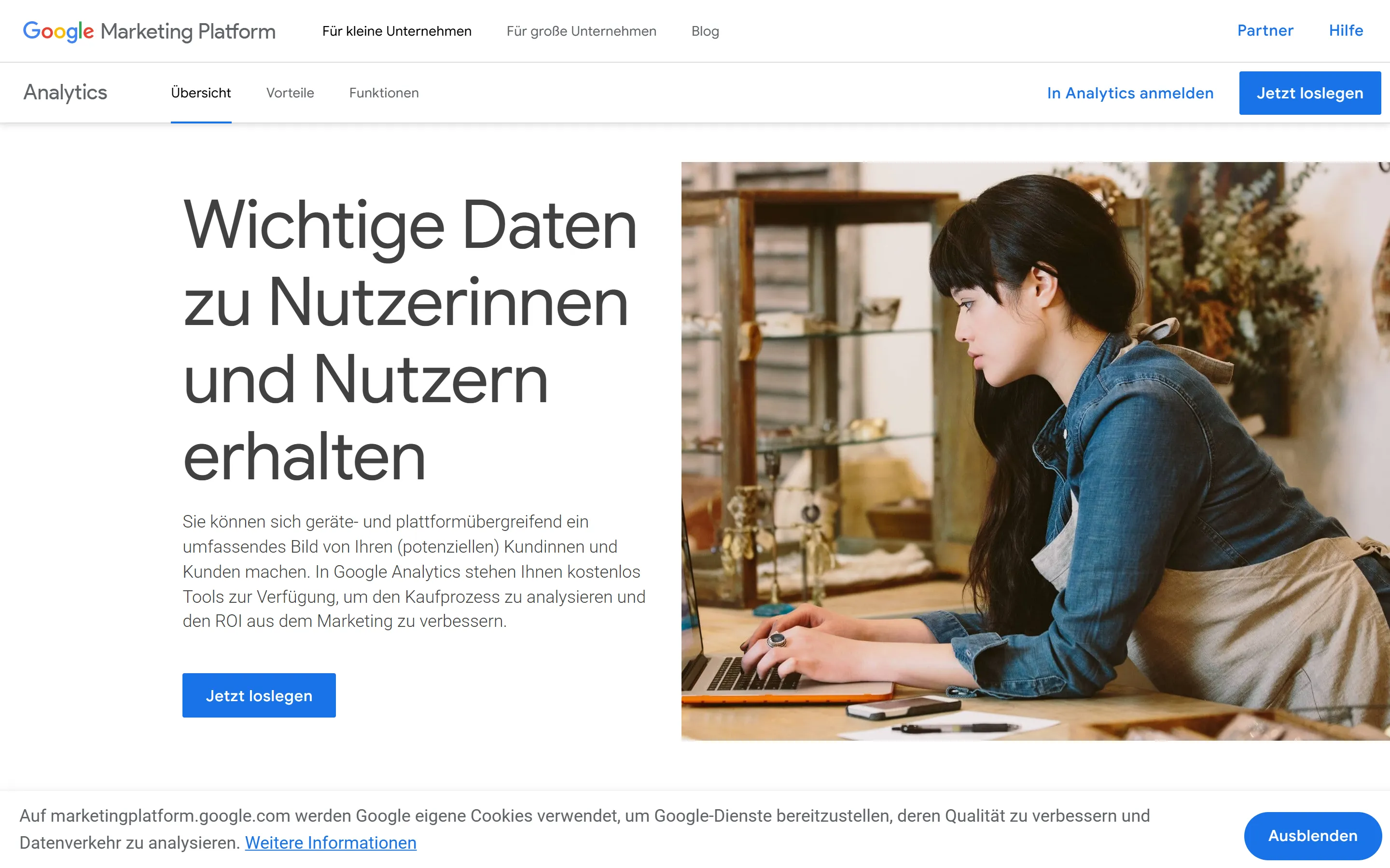 Die Übersichtsseite von Google Analytics