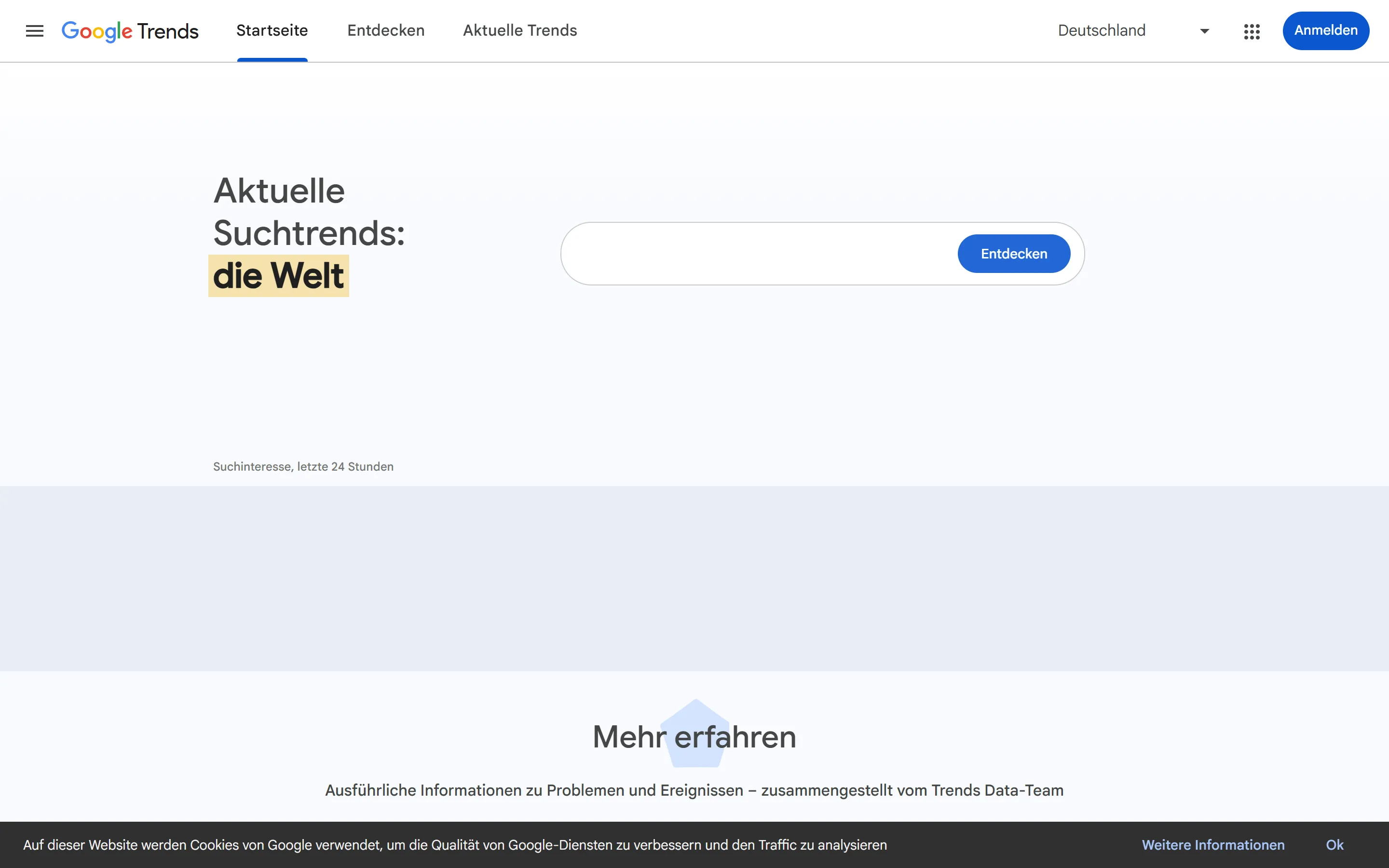 Google Trends mit der Regionseinstellung Deutschland in der Kopfzeile