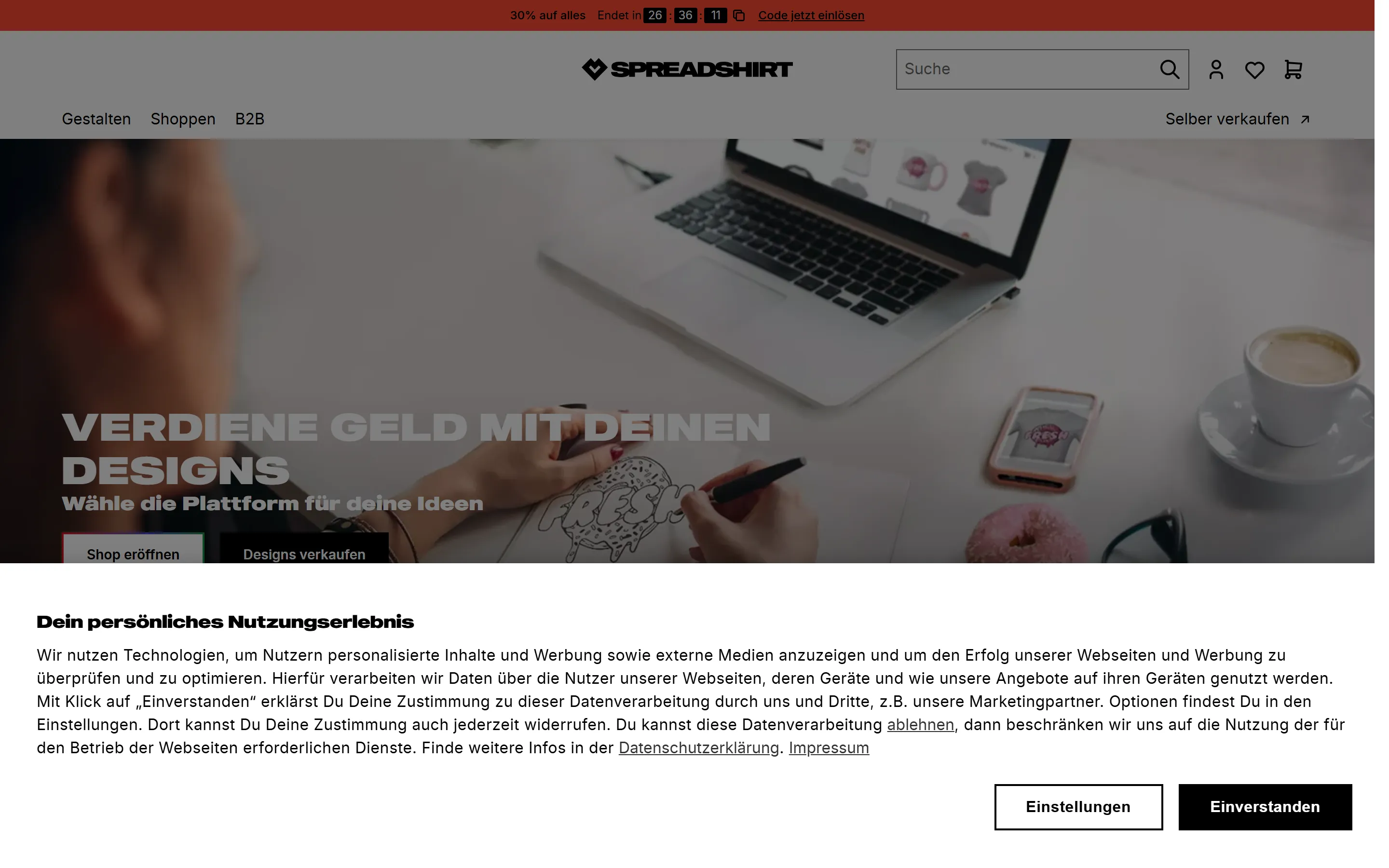 Spreadshirt Verkaufsseite für den eigenen Shop